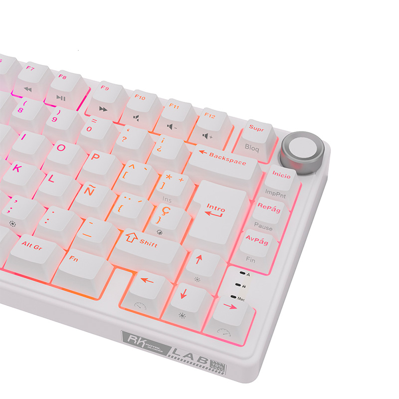 Teclado Gaming Royal Kludge RKR75 ISO-ES Hot-Swappable Switch Brown White Edition -