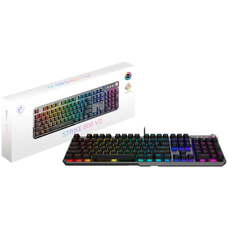 Teclado MSI Strike 600 V2 Silent RGB ISO-ES Kailh Midnight Pro USB Negro