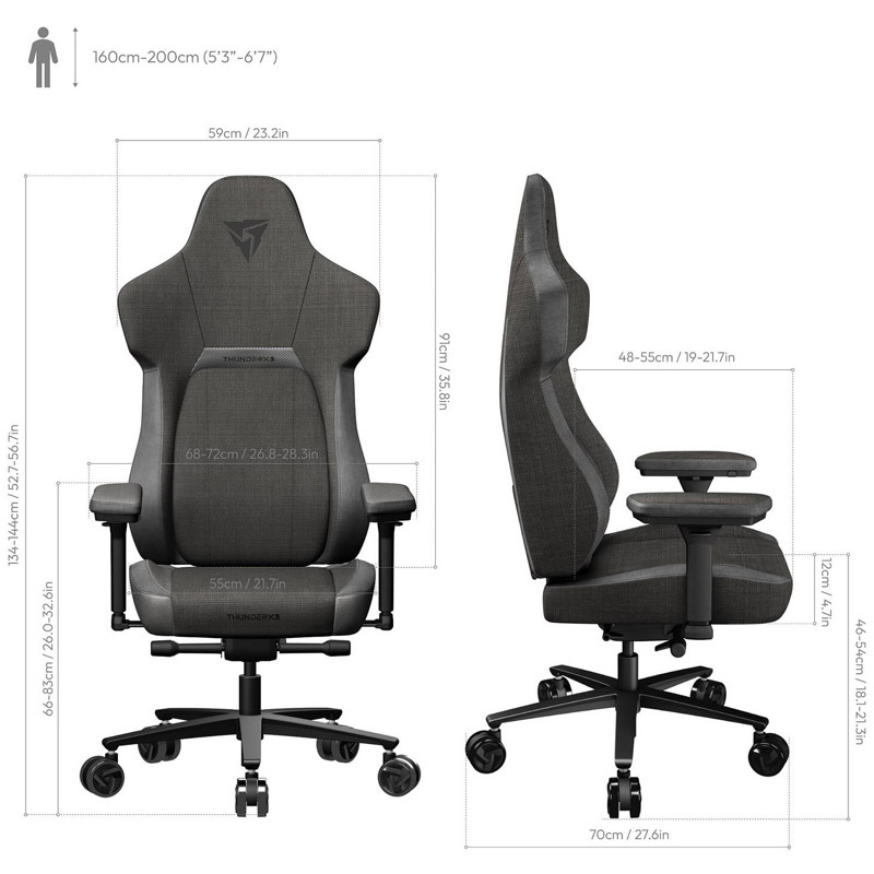 Silla Gaming ThunderX3 CORE Loft Ergonómica Gris Oscuro