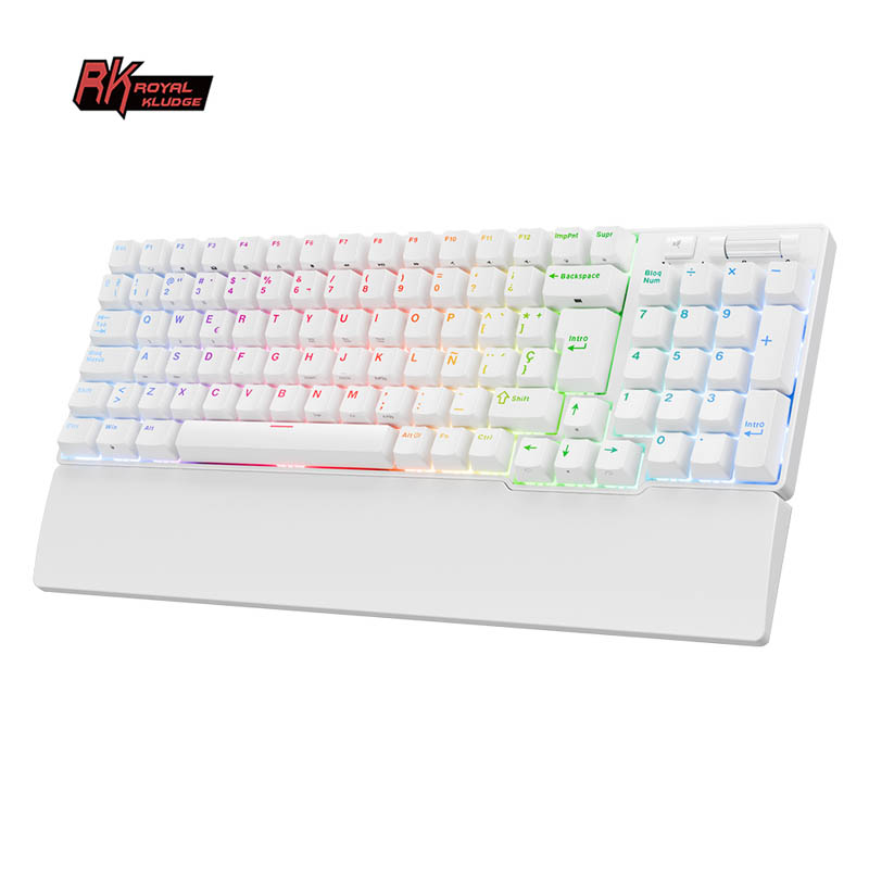 Teclado Gaming Royal Kludge RK96 ISO-ES Hot-Swappable Switch Brown Wireless Blanco -
