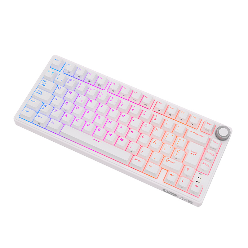 Teclado Gaming Royal Kludge RKR75 ISO-ES Hot-Swappable Switch Silver Speed White Edition -