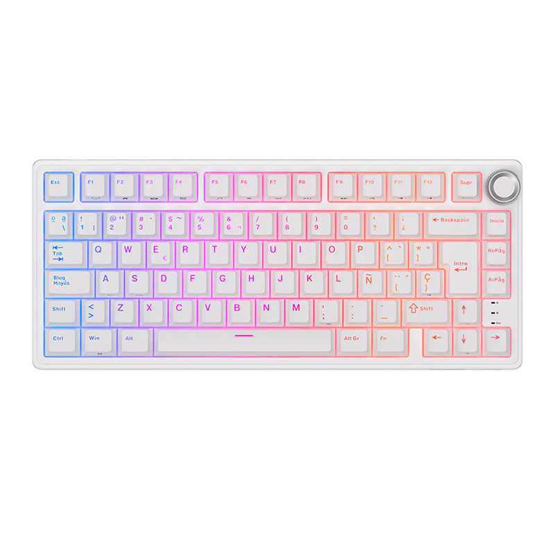 Teclado Gaming Royal Kludge RKR75 ISO-ES Hot-Swappable Switch Brown White Edition -
