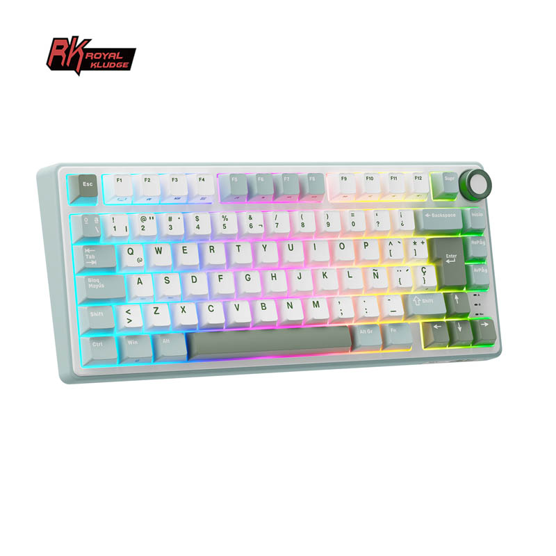 Teclado Gaming Royal Kludge RKR75 ISO-ES Hot-Swappable Switch Silver Speed Skycyan -
