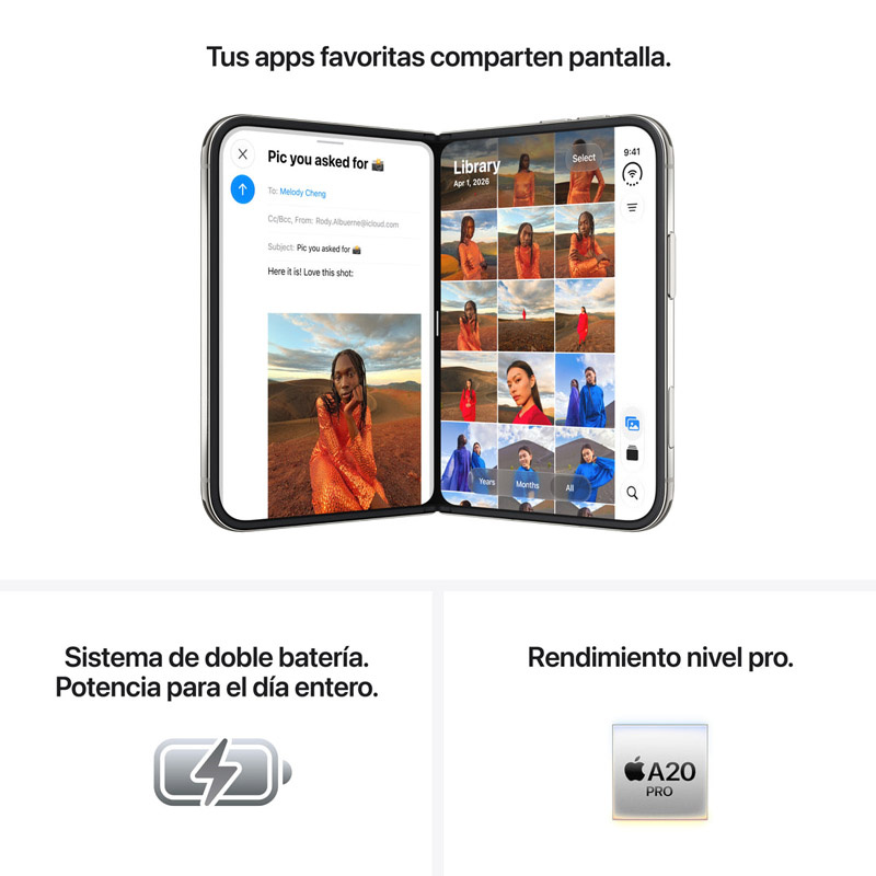 Smartphone/Móvil Apple iPhone Duo 7.6 pulgadas Plegable 512GB 5G Cielo Nocturno