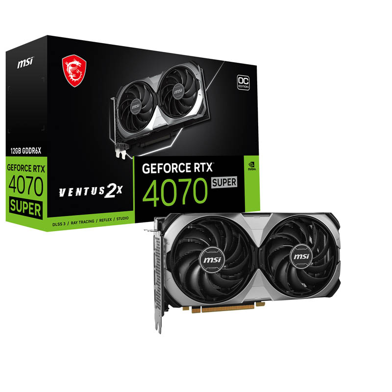 Tarjeta Gráfica MSI GeForce RTX 4070 SUPER VENTUS 2X OC 12GB GDDR6X DLSS3 -