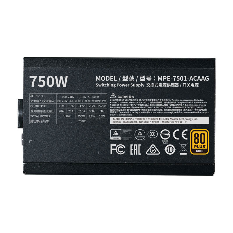 Fuente/PSU Cooler Master MWE Gold V2 80 Plus Gold 750W Bulk -