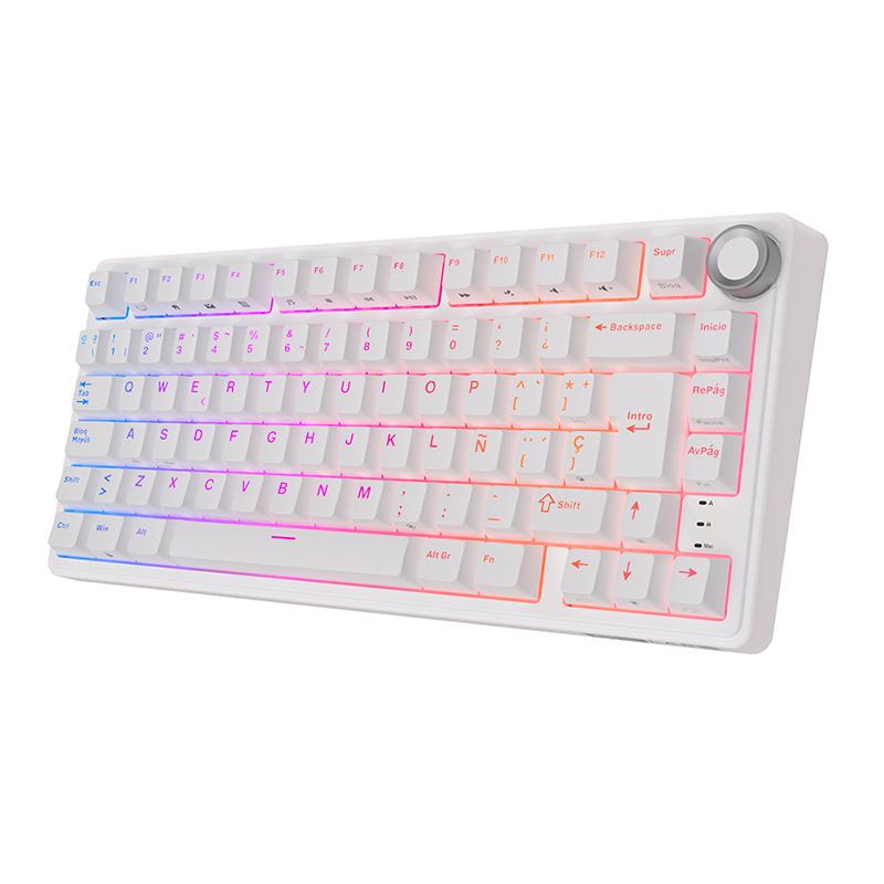 Teclado Gaming Royal Kludge RKR75 ISO-ES Hot-Swappable Switch Silver Speed White Edition -