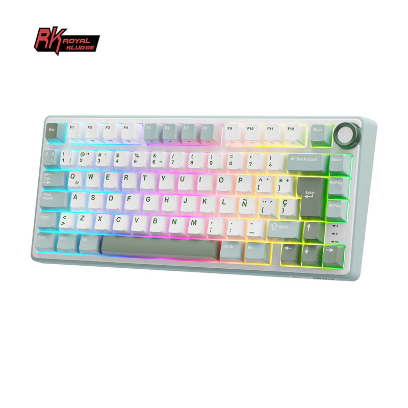 Teclado Gaming Royal Kludge RKR75 ISO-ES Hot-Swappable Switch Silver Speed Skycyan -