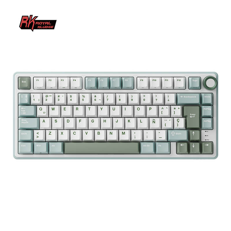Teclado Gaming Royal Kludge RKR75 ISO-ES Hot-Swappable Switch Silver Speed Skycyan -