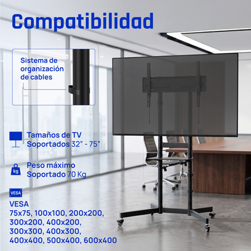Soporte TV iggual SRTV75 Suelo Ruedas 32 pulgadas-75 pulgadas 70kg