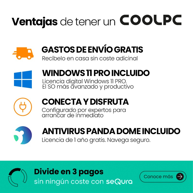 COOLPC Black IV 24Hr - Ryzen 7 5700X / GeForce RTX 5070 12GB / 32GB / SSD 1TB / W11P