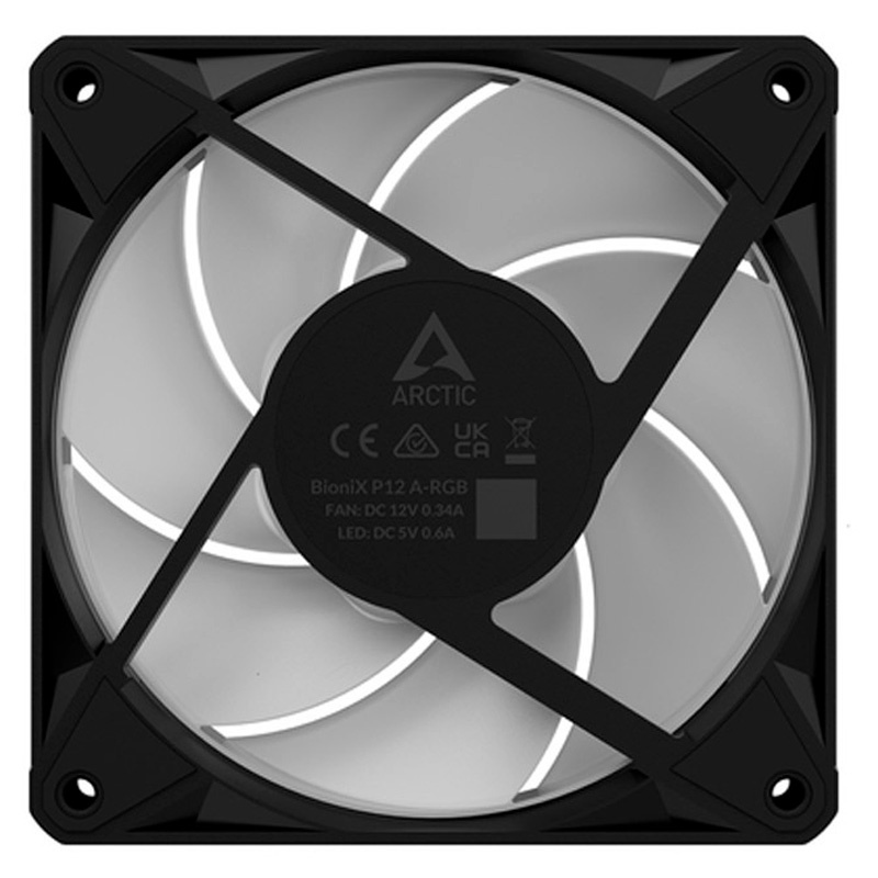 Ventilador Arctic P12 BioniX PWM ARGB 120mm Triple Pack Negro