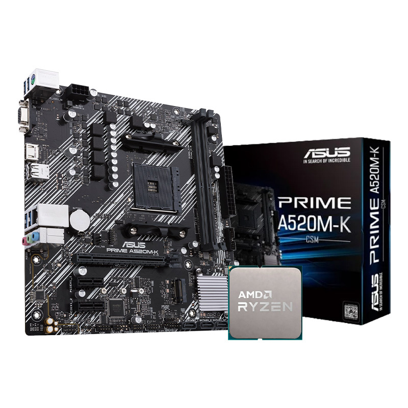 Pack  AMD Ryzen 5500F Tray + Asus Prime A520M-K