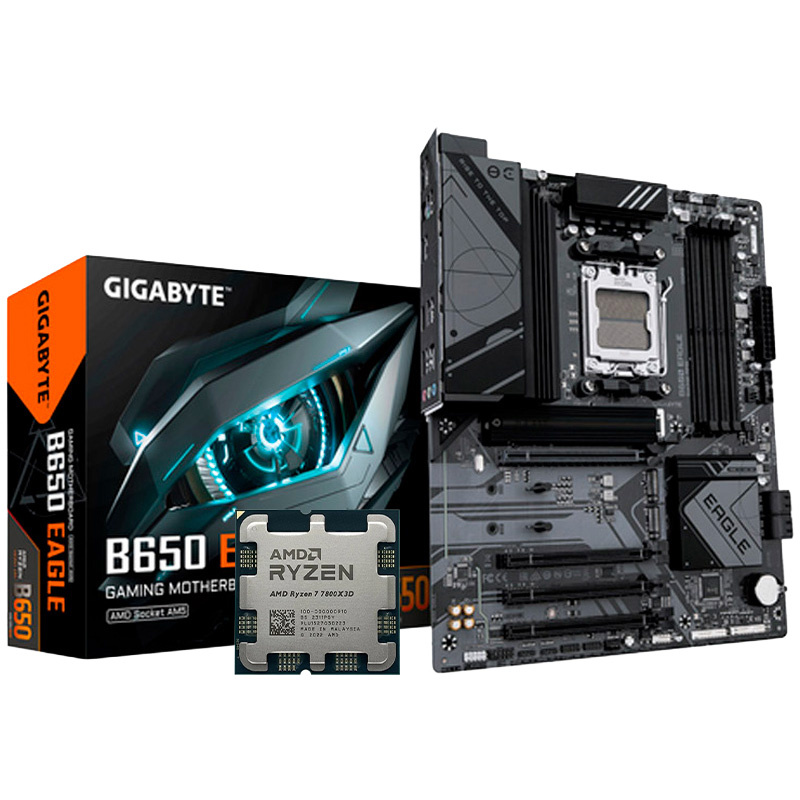 Pack AMD Ryzen 7800X3D Tray + Gigabyte B650 EAGLE 