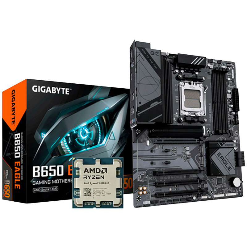 Pack AMD Ryzen 9800X3D Tray + Gigabyte B650 EAGLE 