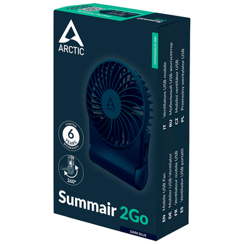 Ventilador Arctic Summair 2Go Portátil Recargable USB-C Azul
