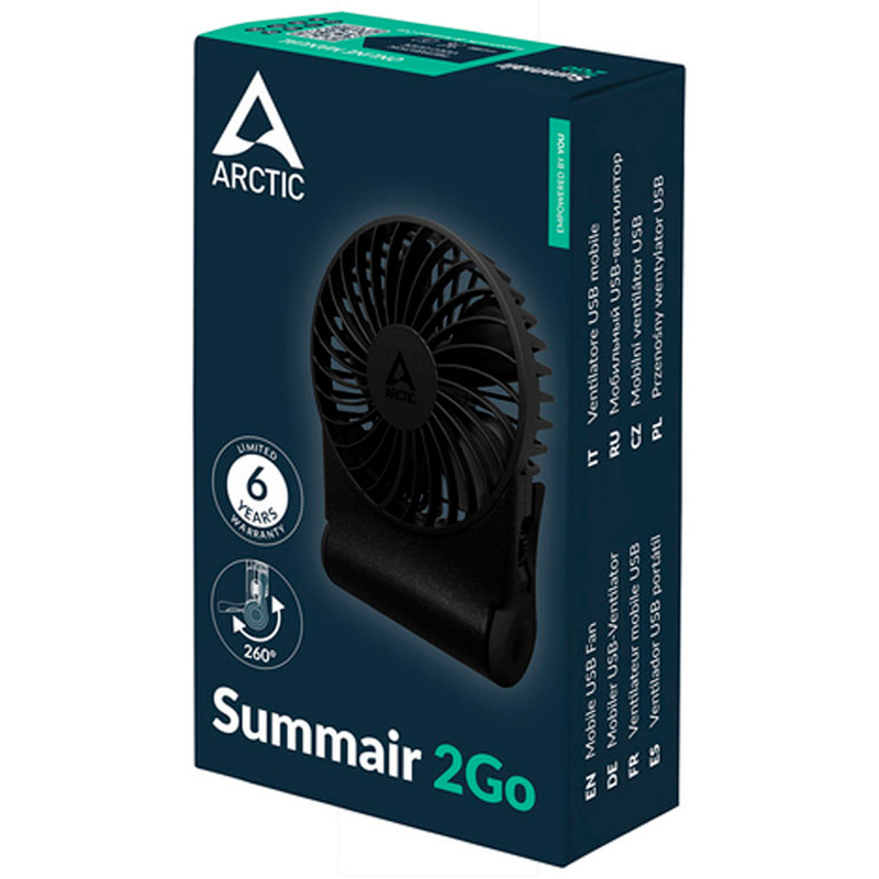 Ventilador Arctic Summair 2Go Portátil Recargable USB-C Negro