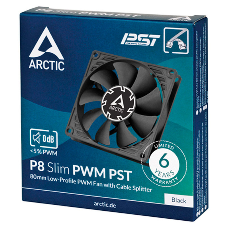 Ventilador Arctic P8 Slim PWM PST 80mm Negro