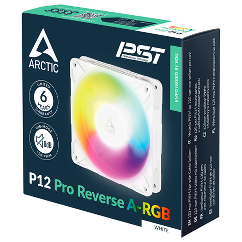 Ventilador Arctic P12 Pro Reverse ARGB 120mm Blanco