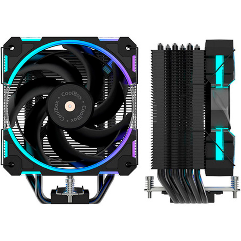Disipador CPU Coolbox H6 Ring ARGB 120mm Negro