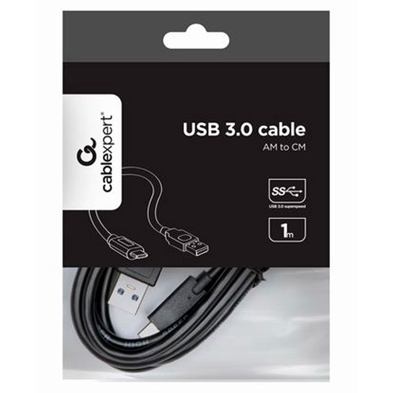 Cable USB Gembird USB 3.2 Gen 1 USB-C A USB-A 1m Negro