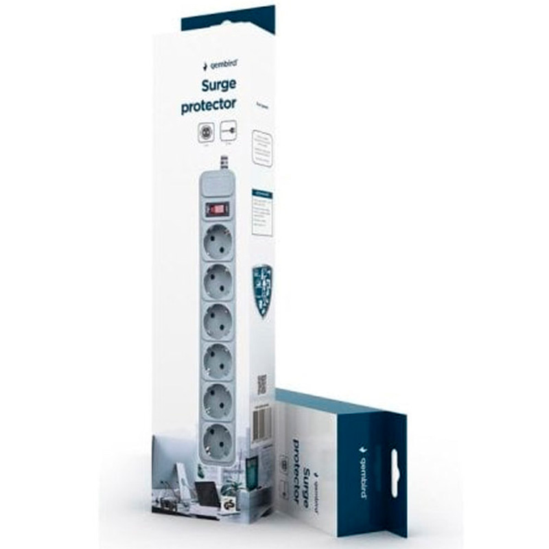 Regleta Gembird SPG6-B-10C 6 Tomas Schuko Con Disyuntor 16A Interruptor Cable 3m
