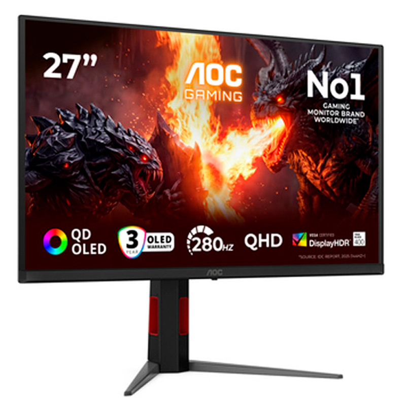 Monitor AOC Agon Q27G4ZD 27 pulgadas QHD QD-OLED 280Hz 0.03ms HDR NVIDIA G-Sync