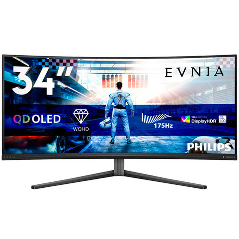 Monitor Philips Evnia 6000 34M2C6500 34 pulgadas WQHD QD-OLED 175Hz 0.03ms HDR AMD FreeSync Premium Pro Curvo