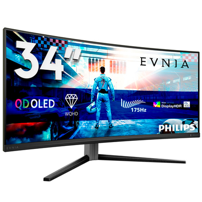 Monitor Philips Evnia 6000 34M2C6500 34 pulgadas WQHD QD-OLED 175Hz 0.03ms HDR AMD FreeSync Premium Pro Curvo