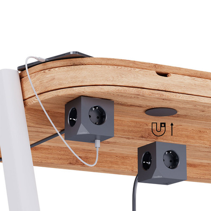 Base Coolbox CUBIK Magnet De Enchufes 3x Schuko 2x USB-C PD 1x USB-A 20W Cable 1.4m Gris