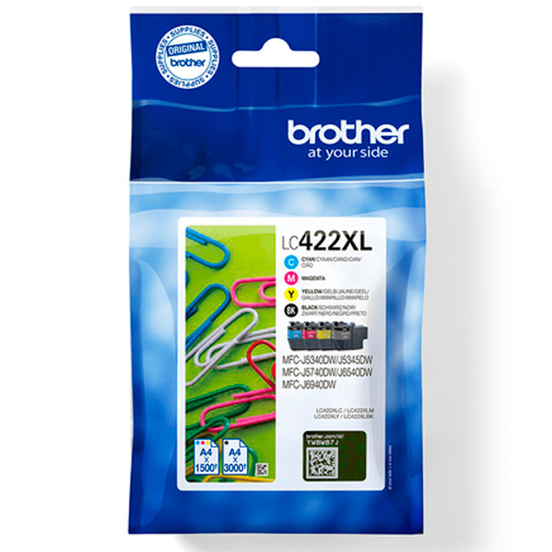 Cartucho Tinta Brother LC422XLVAL Multipack Original Negro Y Color (BK/C/M/Y)