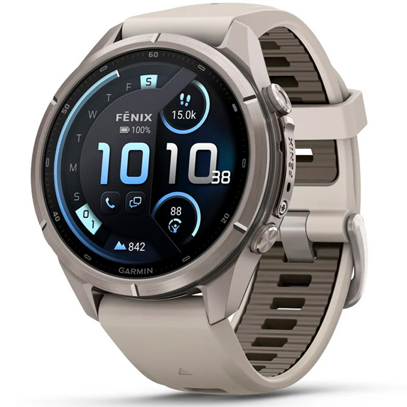 Smartwatch Garmin fenix 9 Pro 43mm AMOLED 1.3 pulgadas LTE inReach Titanio Con Correa De Silicona