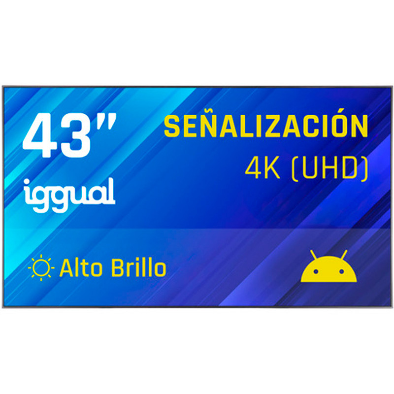Pantalla iggual IGG321157 De Señalización 43 pulgadas 4K UHD 4GB 64GB Wi-Fi Android 14