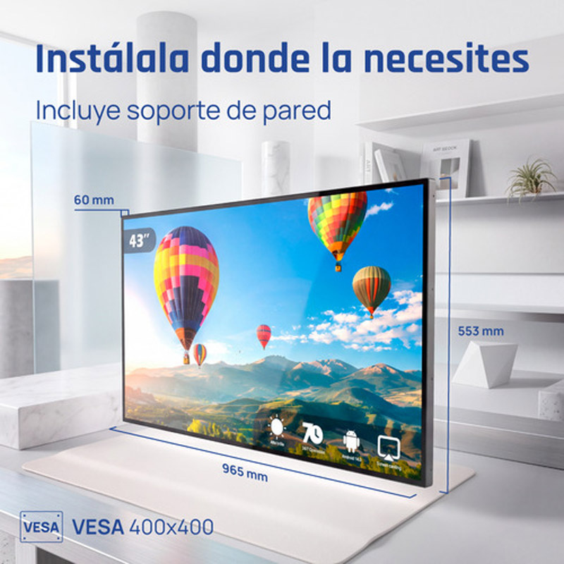 Pantalla iggual IGG321157 De Señalización 43 pulgadas 4K UHD 4GB 64GB Wi-Fi Android 14