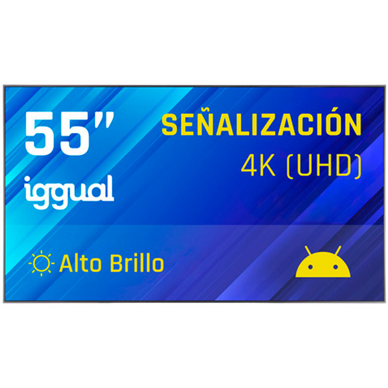 Pantalla iggual IGG321140 De Señalización 55 pulgadas 4K UHD 4GB 64GB Wi-Fi Android 14