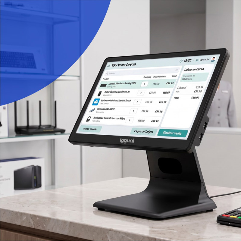 TPV iggual AIO N100 8GB 256GB 15.6 pulgadas W11P Con Software De Gestión Verifactu Negro