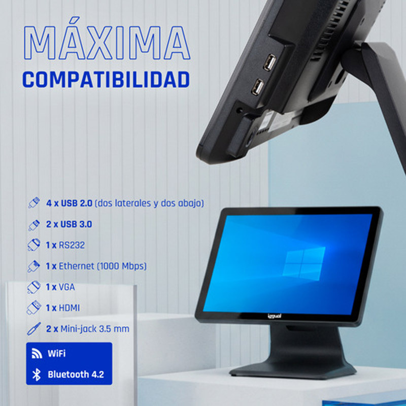 TPV iggual AIO Intel Core i5-8350U 8GB 256GB 15 pulgadas W11P Negro