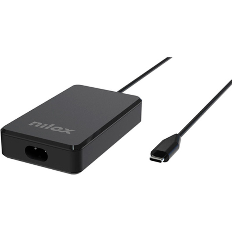 Cargador USB Nilox GaN 100W Universal Tipo-C Para Portátil 1.8m Negro