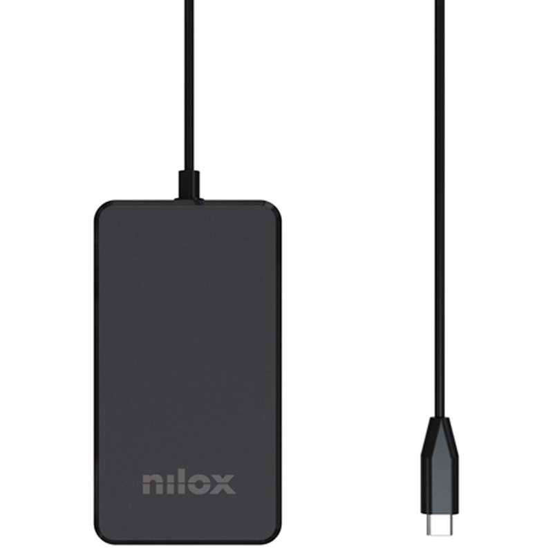 Cargador USB Nilox GaN 100W Universal Tipo-C Para Portátil 1.8m Negro