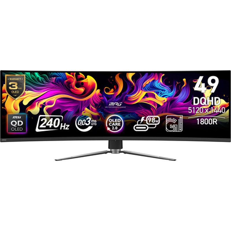 Monitor MSI MPG 491CQPX QD-OLED 49 pulgadas DQHD QD-OLED 240Hz 0.03ms HDR FreeSync/G-Sync Curvo