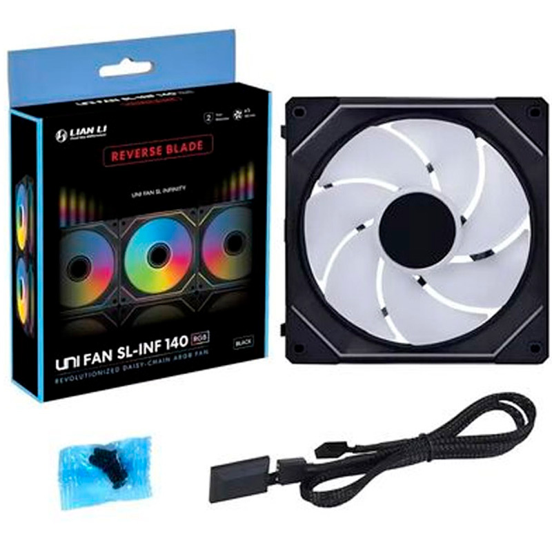Ventilador Lian Li UNI FAN SL140 Infinity Wireless RGB Reverse Blade PWM 140mm Negro