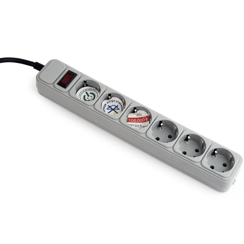 Regleta Gembird SPG6-B-6C Protectora Contra Sobretensiones 6 Tomas Schuko 1.8m Blanco