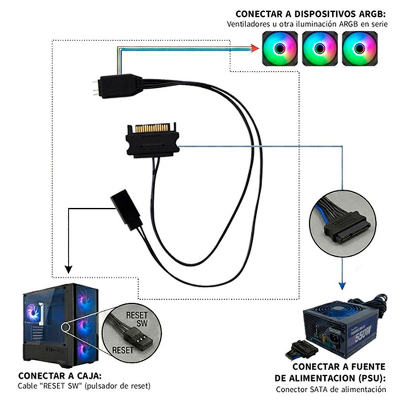Controlador  CoolBox COO-ARGB-CTRL01 Mini ARGB Para Botón Reset Negro
