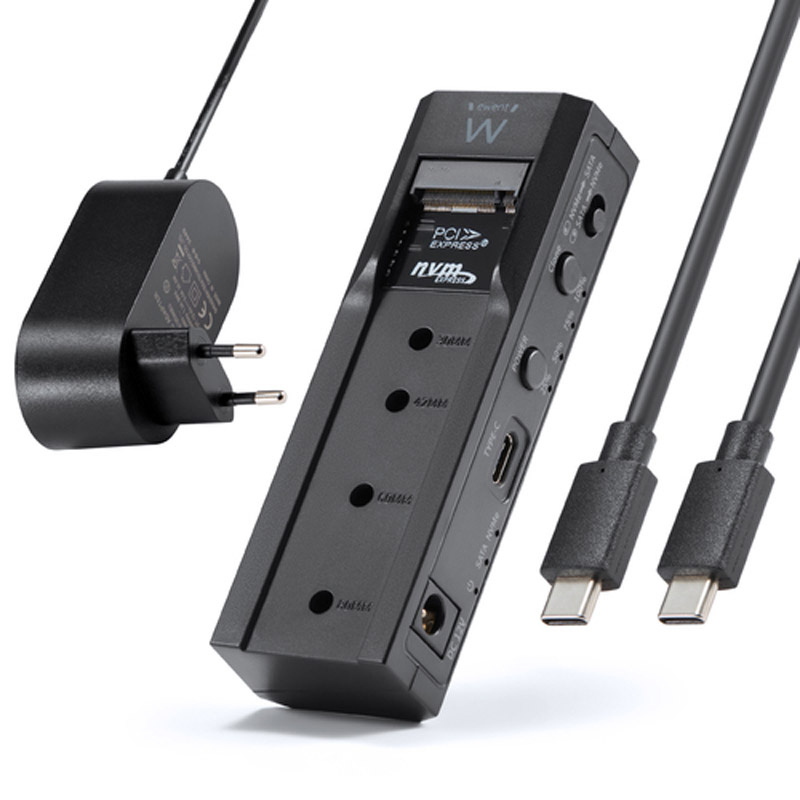 Estación Acoplamiento Ewent EW7065 Clonador Para Discos Duros SATA 2.5 3.5 Y SSD M.2 NVMe USB 3.2 Gen2
