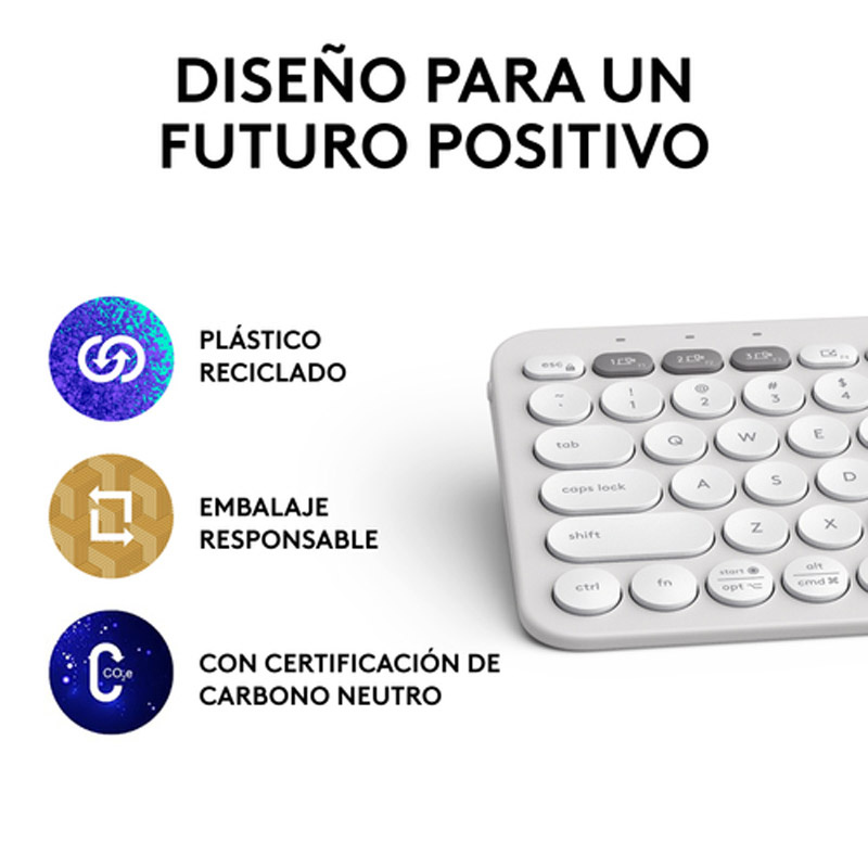 Teclado Logitech Pebble Keys 2 K380s Bluetooth Blanco