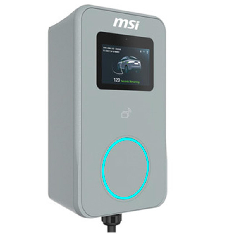 Cargador Coche MSI EVSE EZwall Premium Max 5 pulgadas 22kW Trifásico Eléctrico Tipo 2 Cable 5m Gris