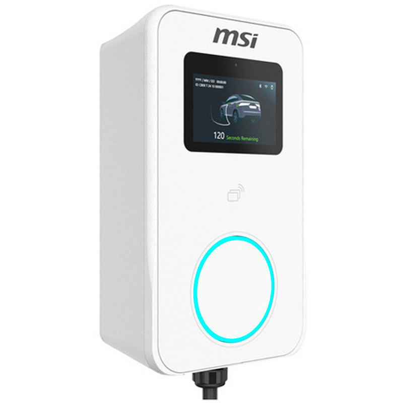 Cargador Coche MSI EVSE EZwall Premium Max 5 pulgadas 22kW Trifásico Eléctrico Tipo 2 Cable 5m Blanco