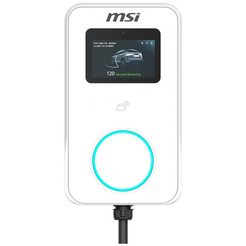 Cargador Coche MSI EVSE EZwall Premium Max 5 pulgadas 22kW Trifásico Eléctrico Tipo 2 Cable 5m Blanco
