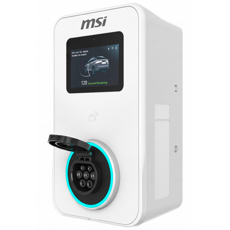 Cargador Coche MSI EVSE EZwall Premium Max-OCPP 5 pulgadas 22kW Trifásico Tipo 2 Cable 5m Blanco