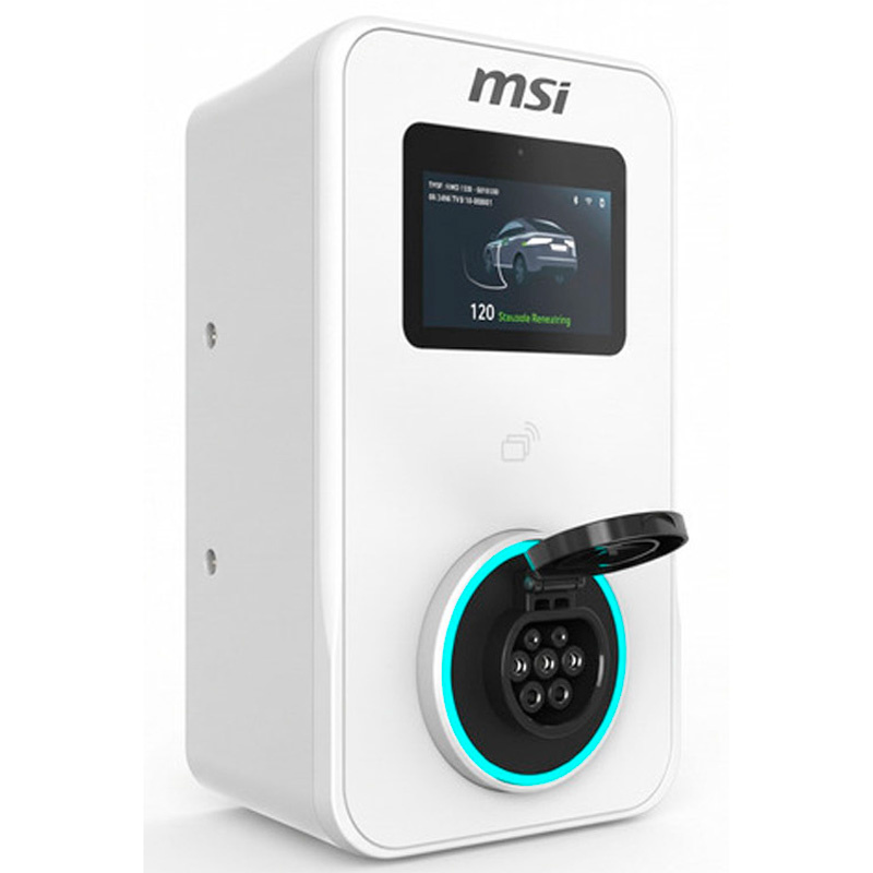 Cargador Coche MSI EVSE EZwall Premium Max-OCPP 5 pulgadas 22kW Trifásico Tipo 2 Cable 5m Blanco